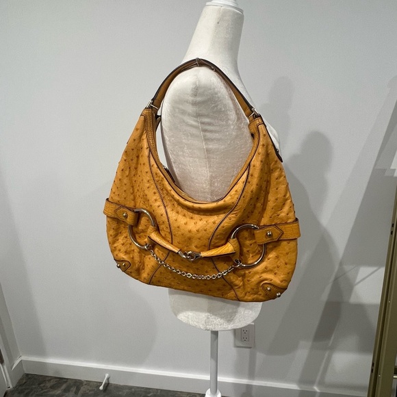 Gucci exotic Ostrich Horse-bit  hobo NEW - Picture 14 of 17